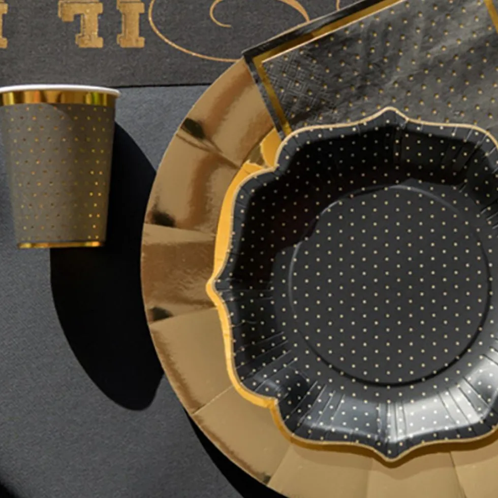 Papkrus Prikkede Sort/Guld