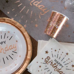 Papkrus Sparkling Happy Birthday Rosaguld