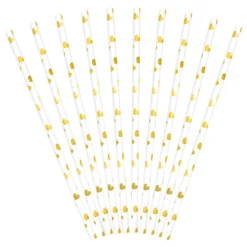 Papsugerør Hjerter Guld Metallic