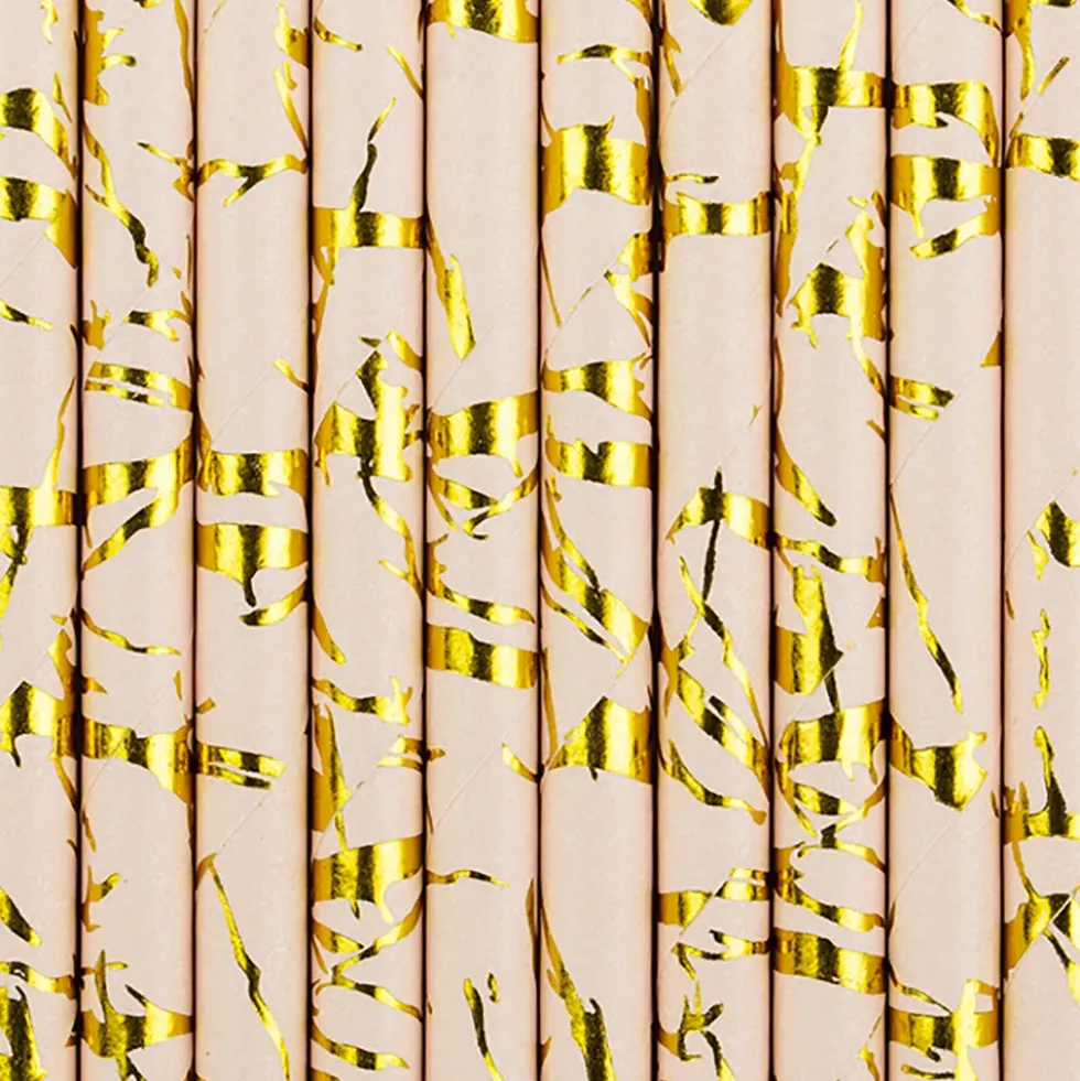 Papsugerør Lyserød/Guld Metallic