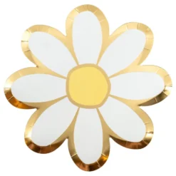 Paptallerken Blomster Guldfolie
