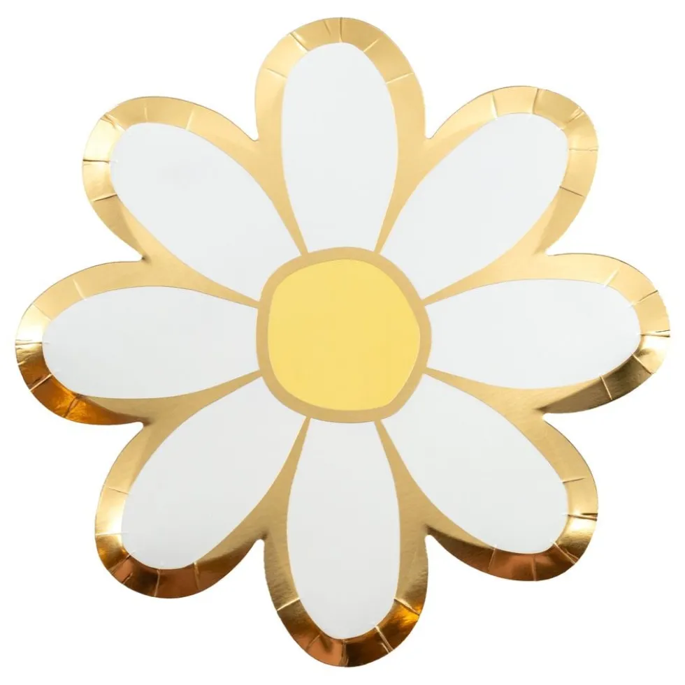 Paptallerken Blomster Guldfolie