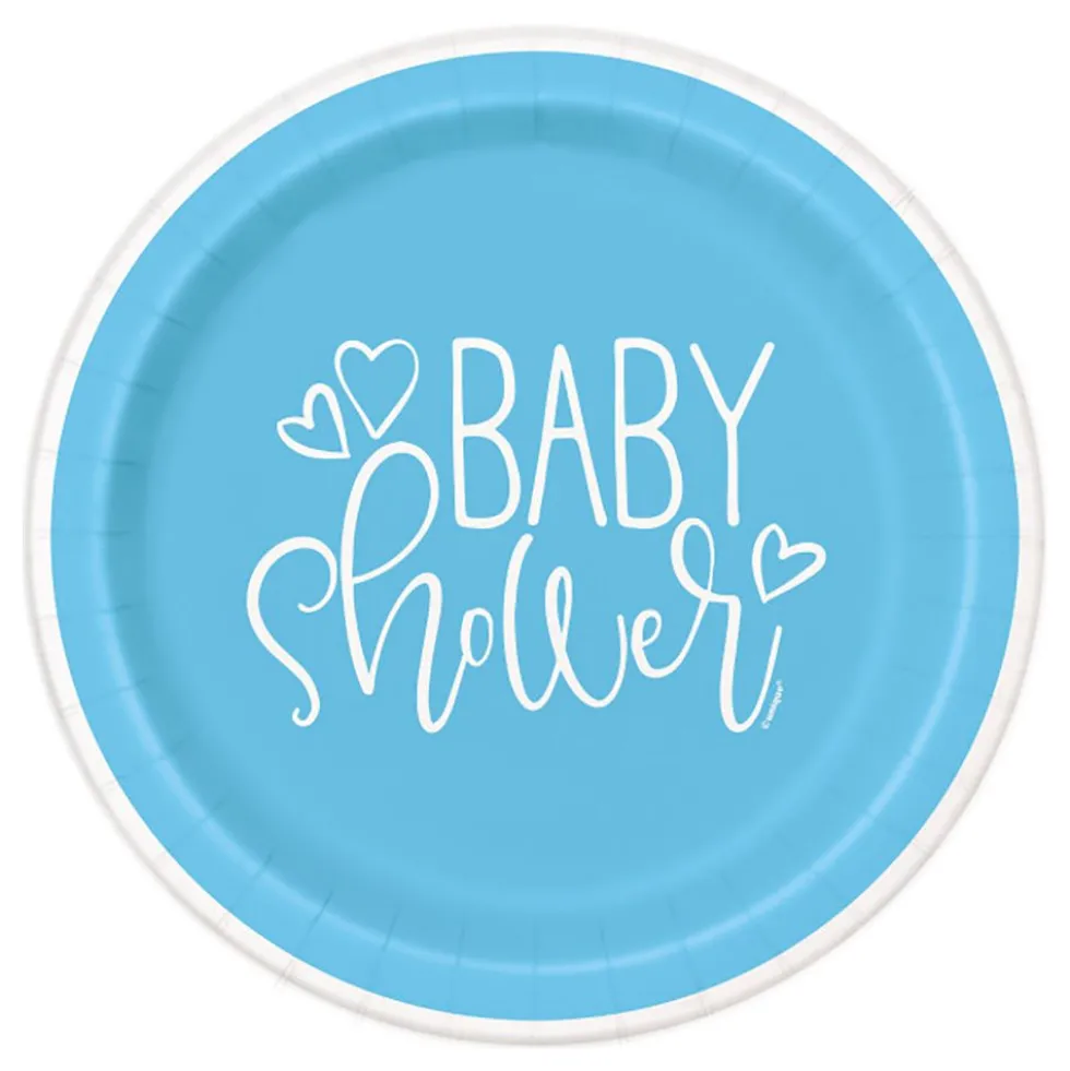 Paptallerkener Baby Shower Blå