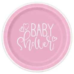 Paptallerkener Baby Shower Lyserød