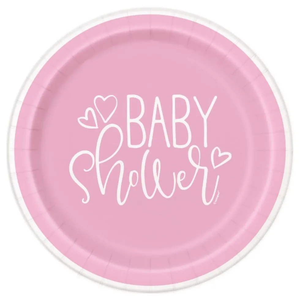Paptallerkener Baby Shower Lyserød