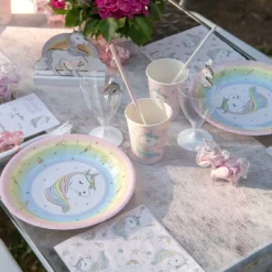 Paptallerkener Enhjørning Pastel