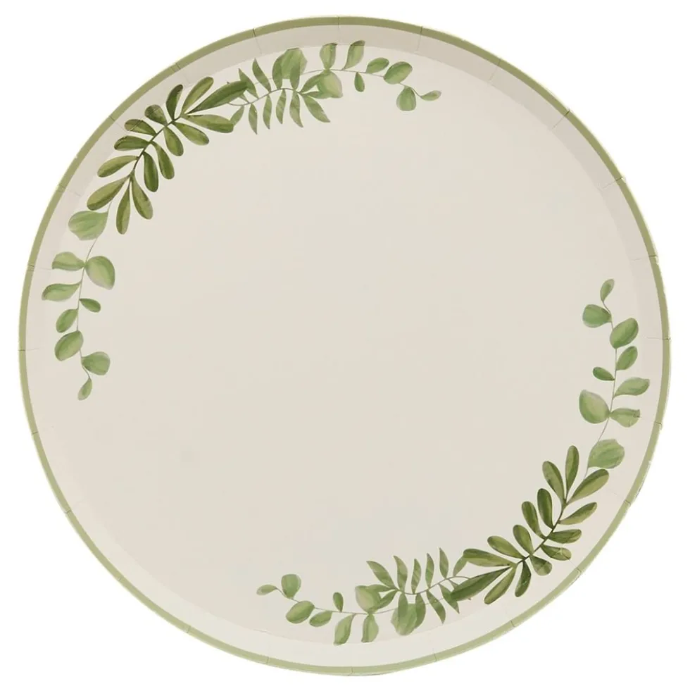 Paptallerkener Grønne Blade Botanic