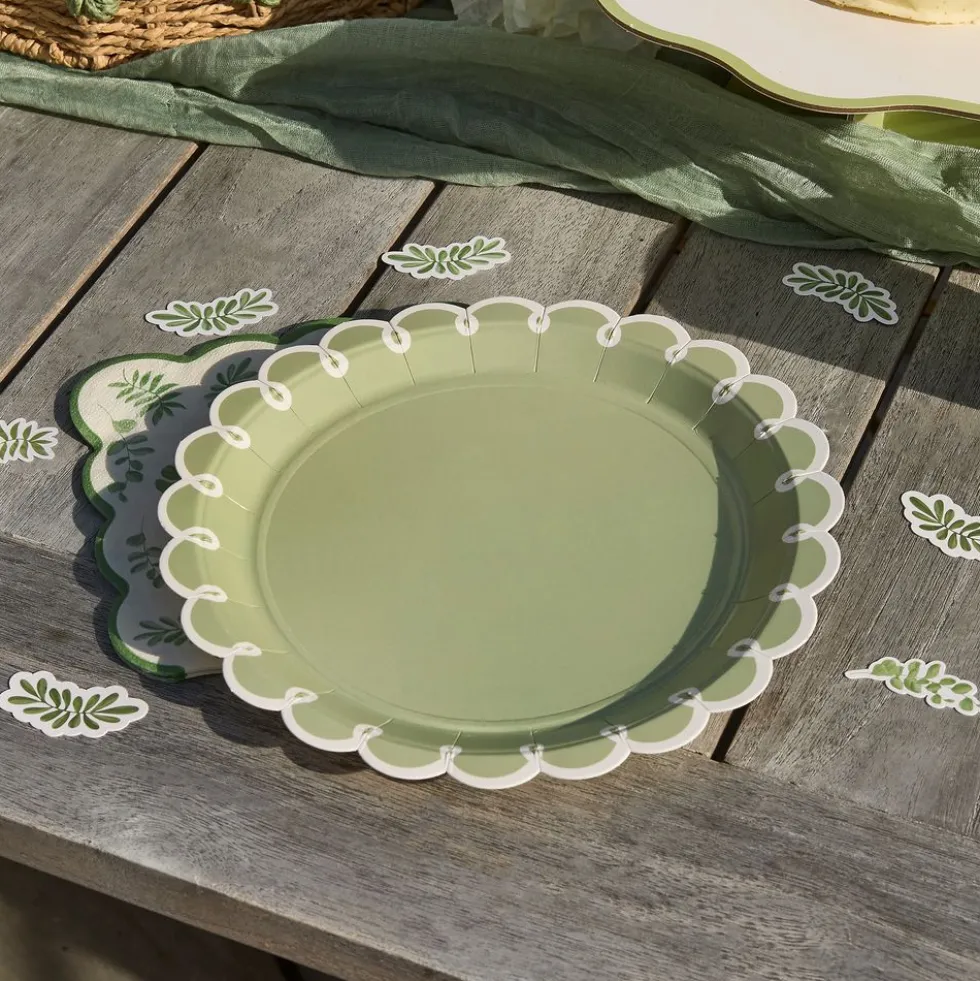 Paptallerkener Grønne Blade Botanic