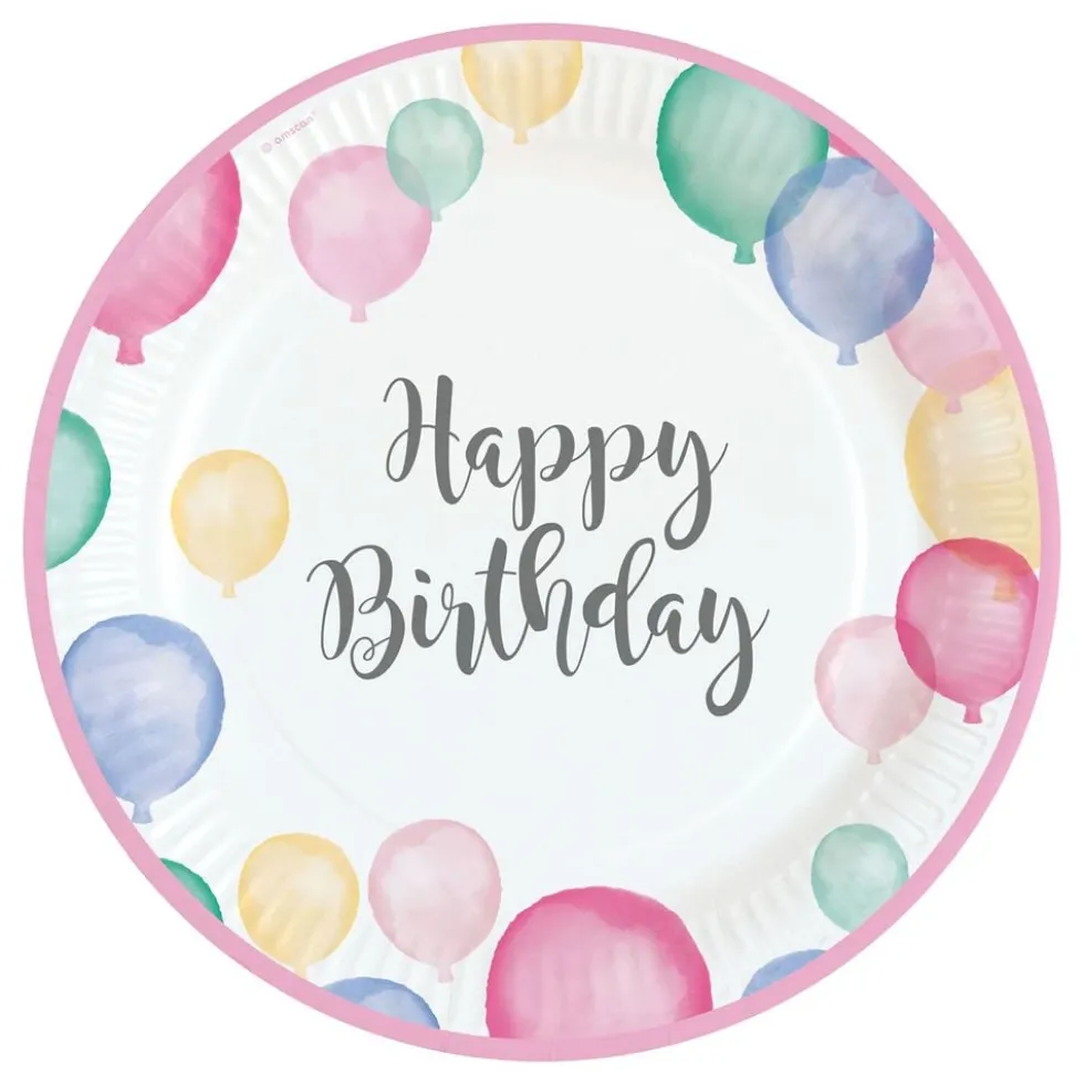 Paptallerkener Happy Birthday Pastel Mix