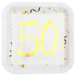 Paptallerkener 50 Hvid/Guld