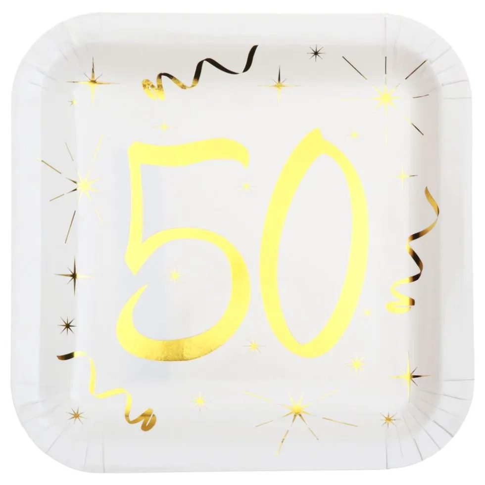 Paptallerkener 50 Hvid/Guld