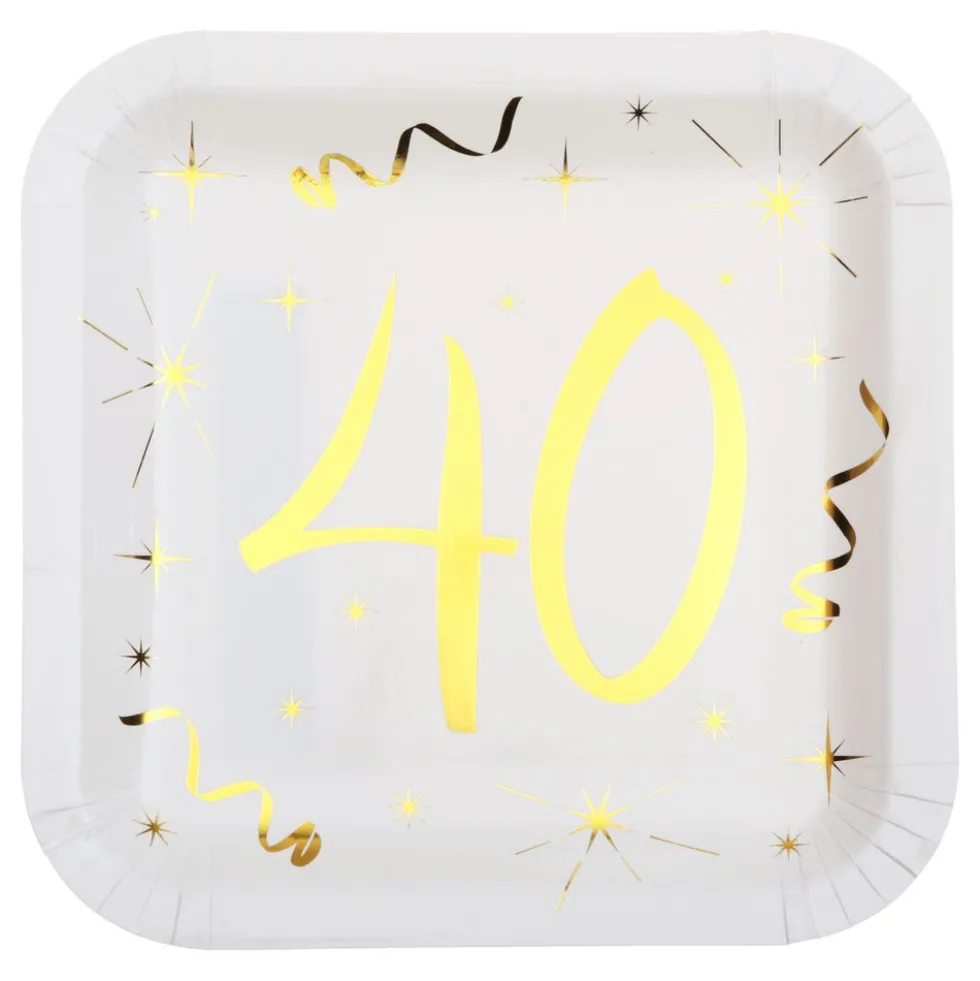 Paptallerkener 40 Hvid/Guld