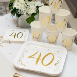 Paptallerkener 40 Hvid/Guld