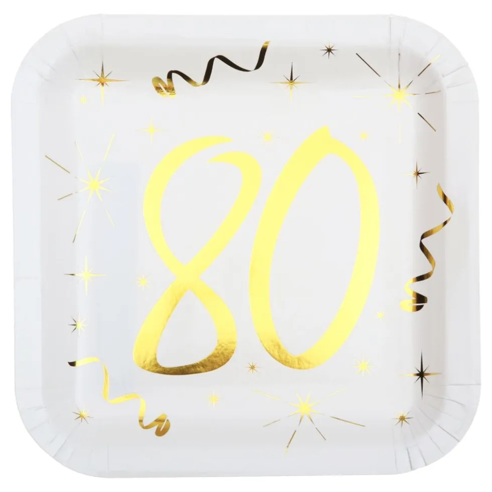 Paptallerkener 80 Hvid/Guld