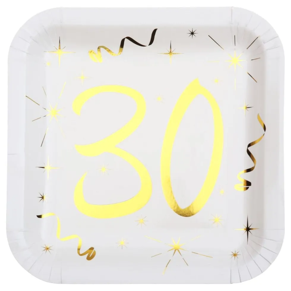 Paptallerkener 30 Hvid/Guld