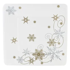 Paptallerkener Snowflakes Guld/Sølv