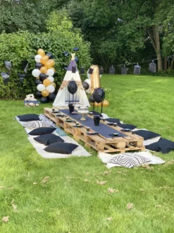 Paptallerkener Sort Guldkant Heksagon Celebrate