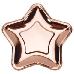 Paptallerkener Stjerne Roséguld Metallic