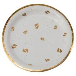 Paptallerken Fødder Guld/Hvid