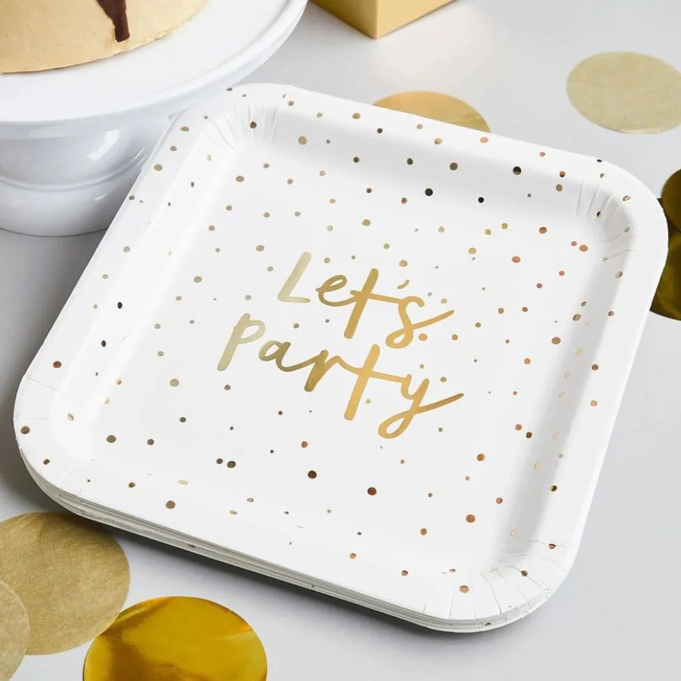 Paptallerkerner Let's Party Guld