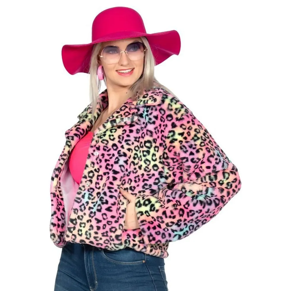 Pelsjakke Leopard Lyserød