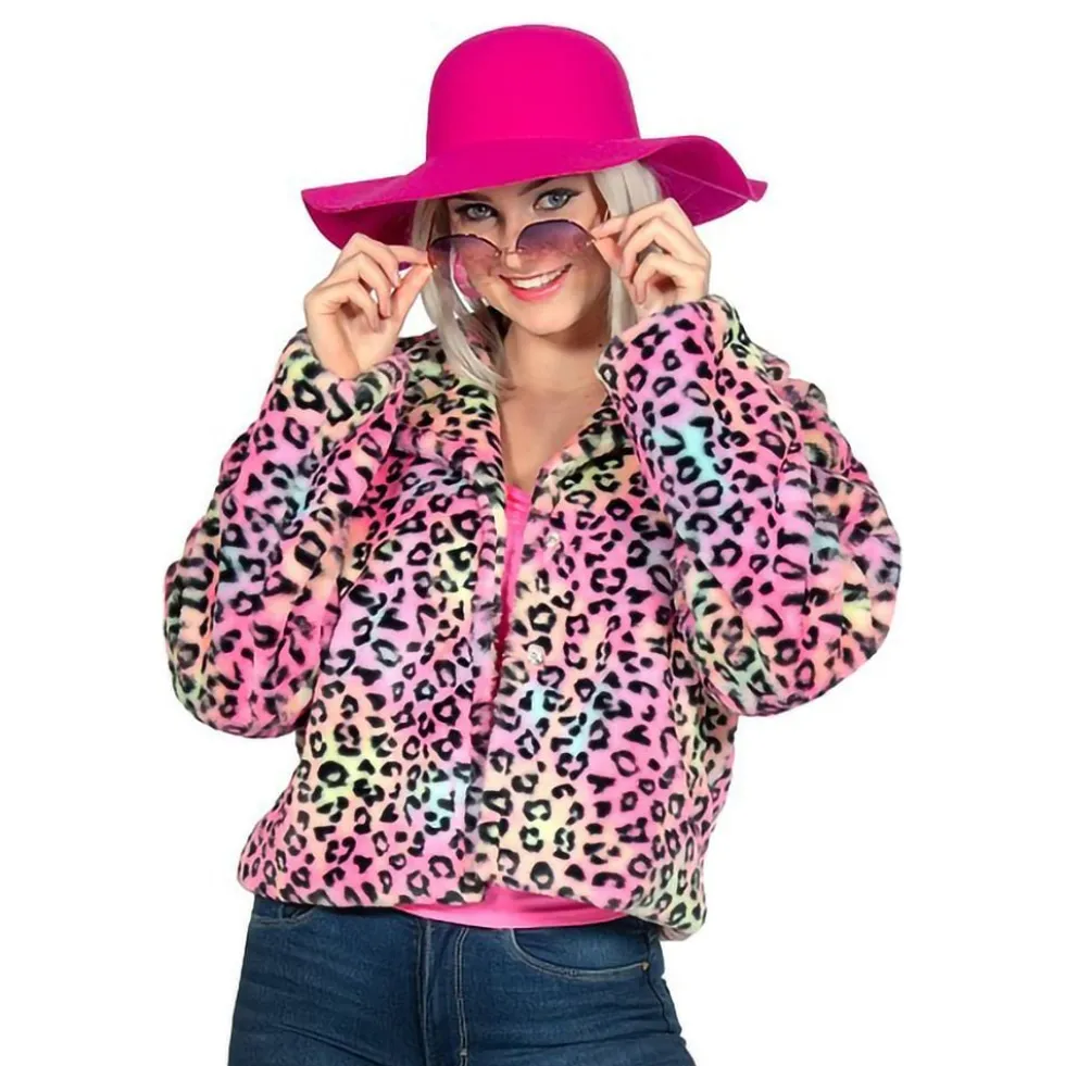 Pelsjakke Leopard Lyserød