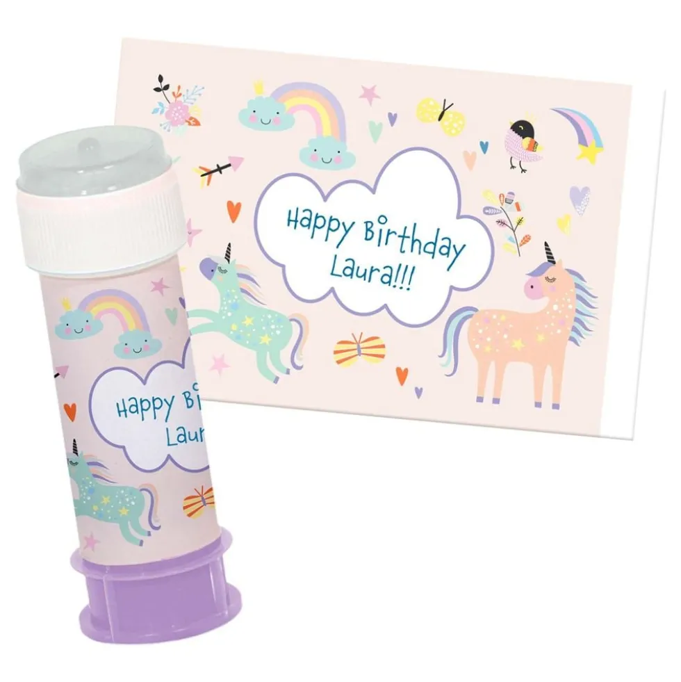 Personlige Stickers til Sæbebobler Unicorns & Rainbows