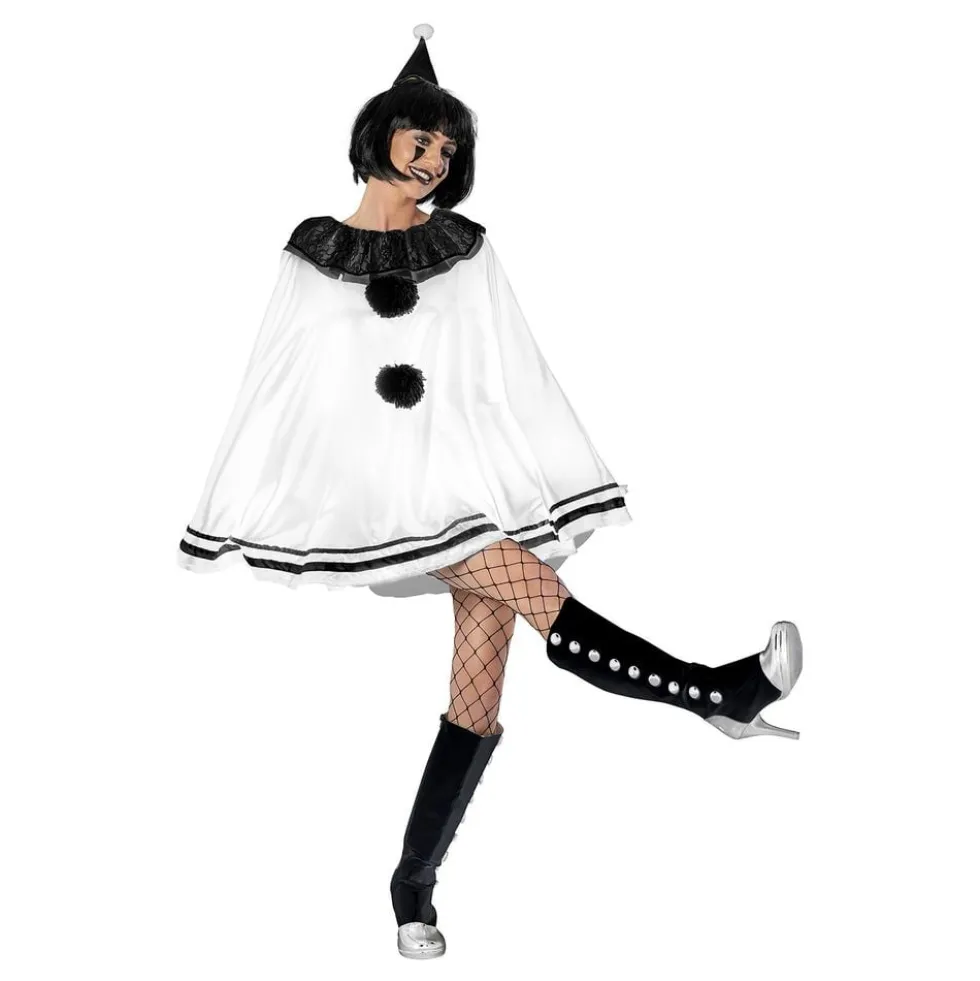 Pierrot Klovn Hvid Dame Kostume