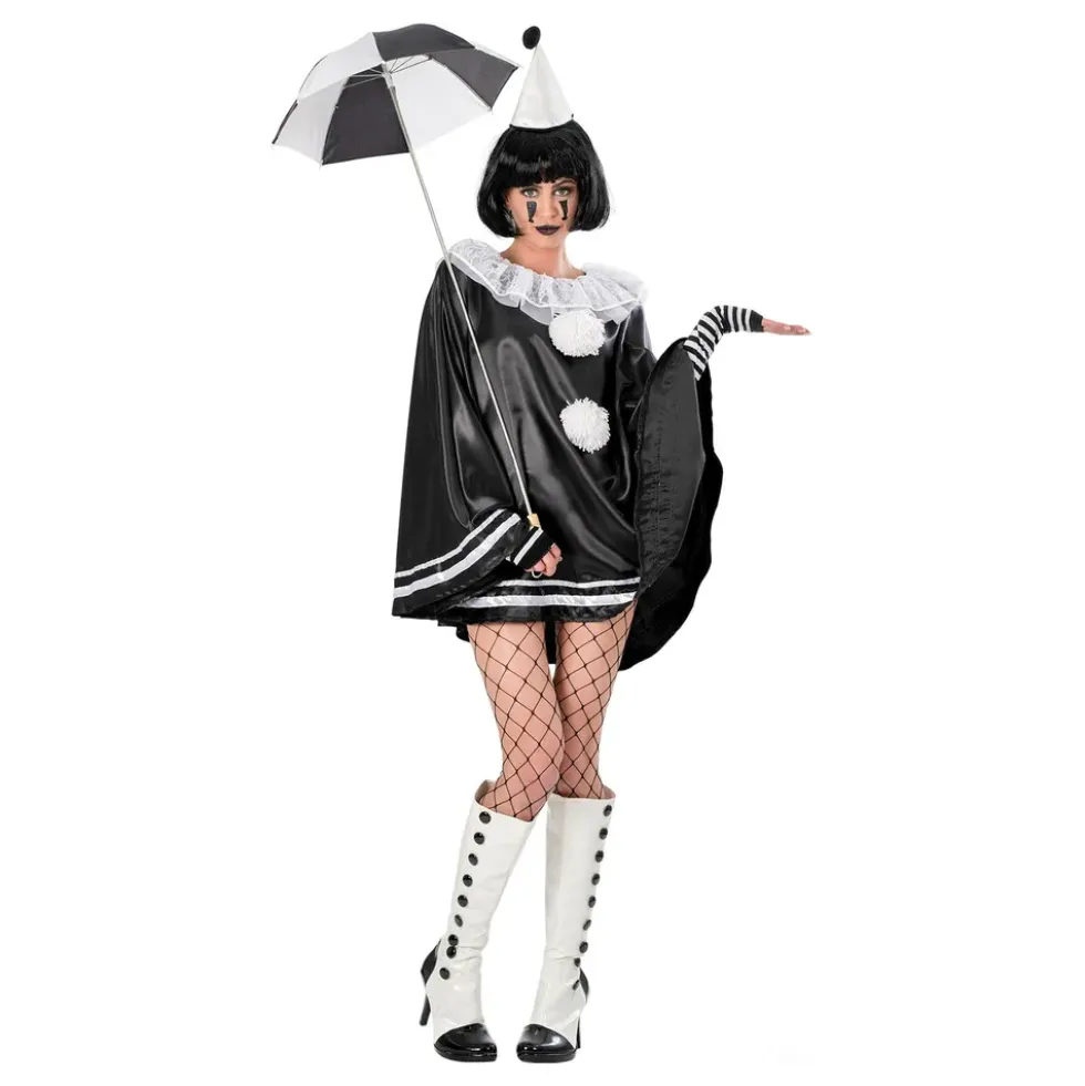 Pierrot Klovn Sort Dame Kostume