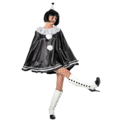 Pierrot Klovn Sort Dame Kostume