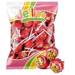 Pin Pon Lollipop Gum Sour Strawberry Økonomipakke