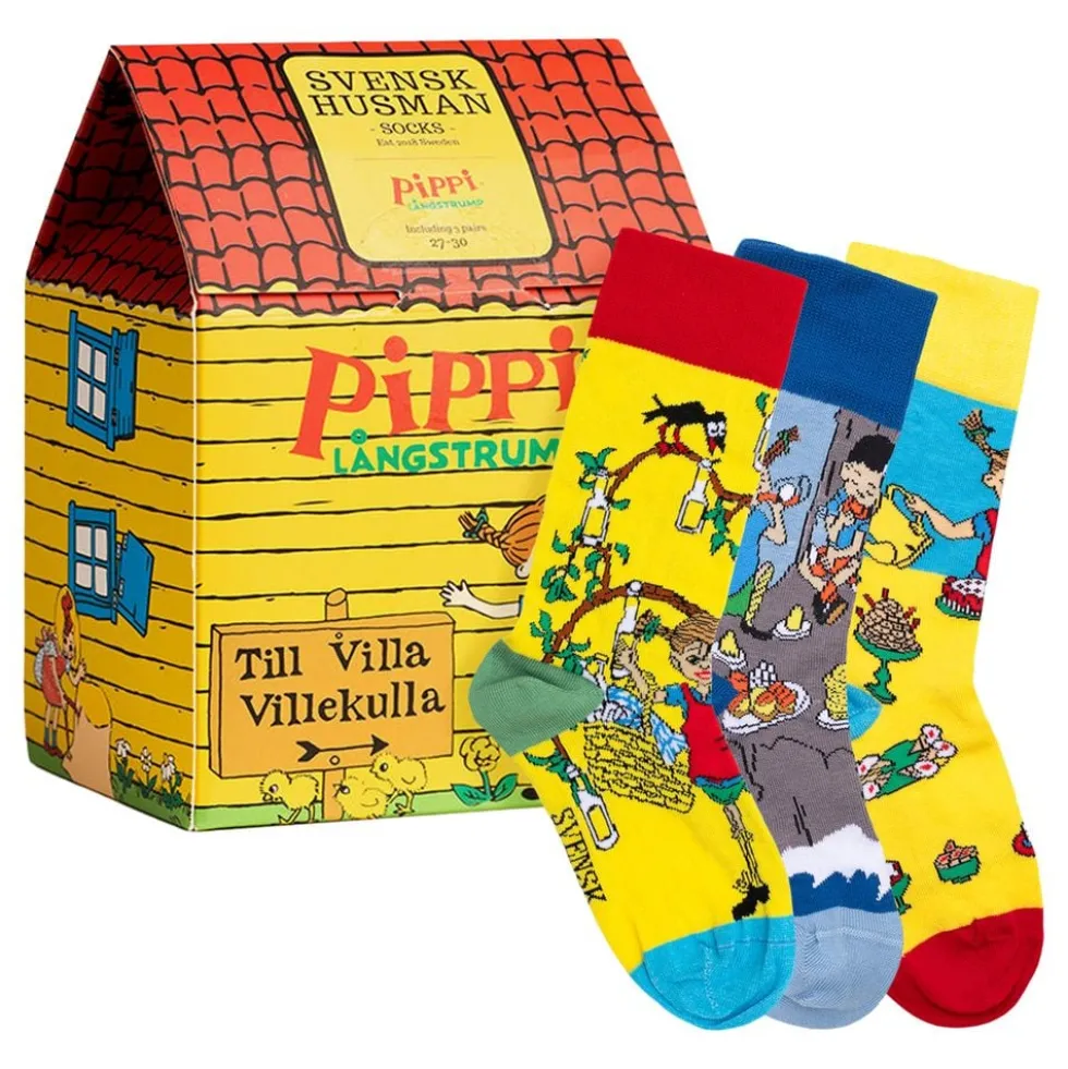 Pippi Langstrømpe™ Villa Villekulla Strømper til Børn Gaveæske
