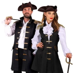 Piratvest Sort Herre Deluxe