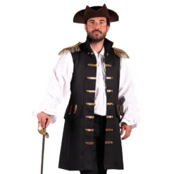 Piratvest Sort Herre Deluxe