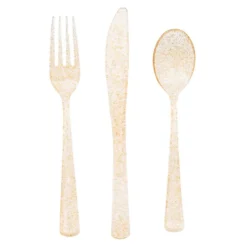 Plastikbestik Guld Glitter