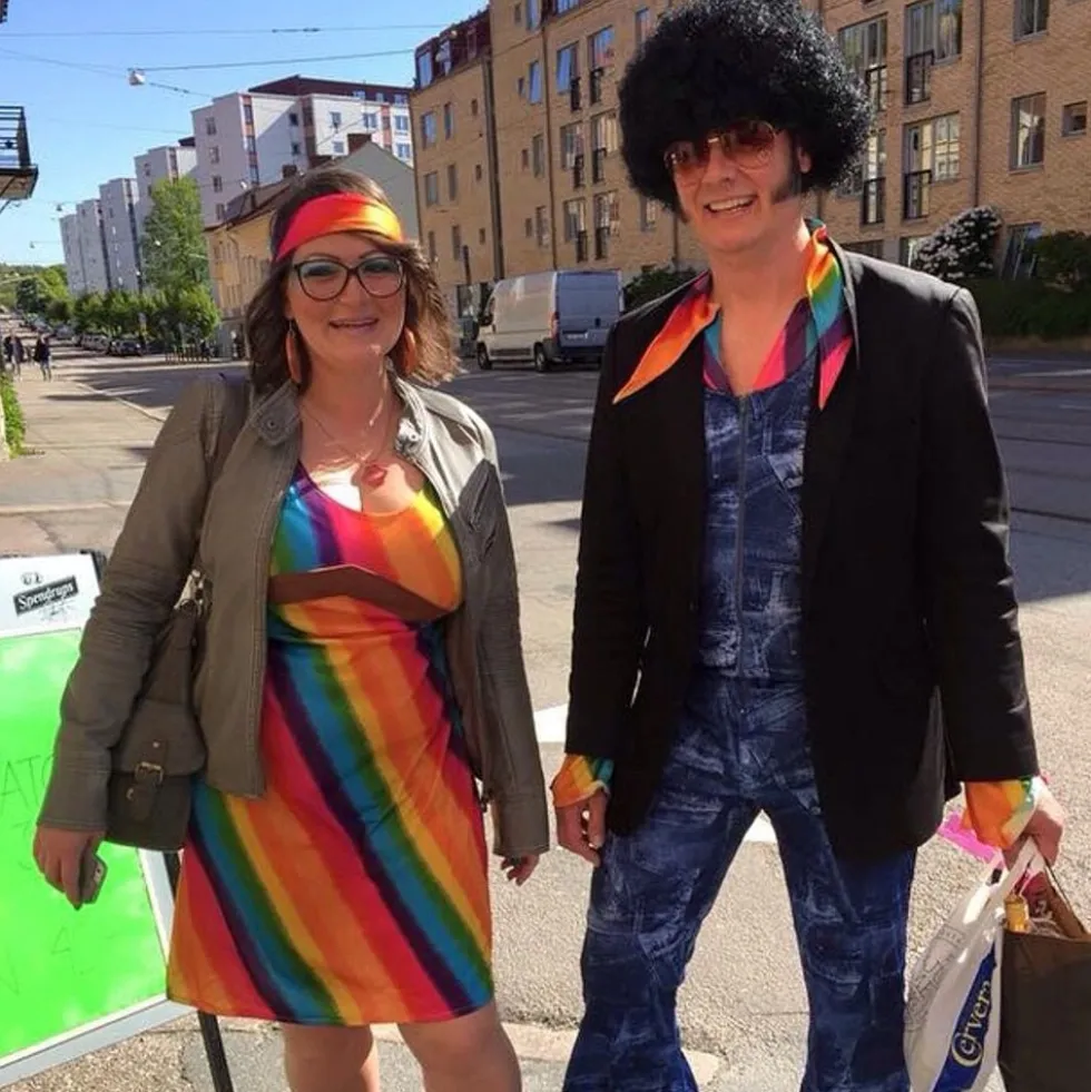 Regnbue Hippie Kostume