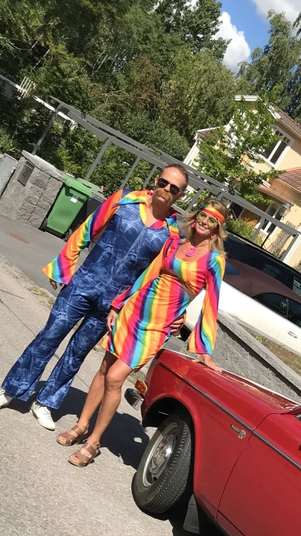 Regnbue Hippie Kostume