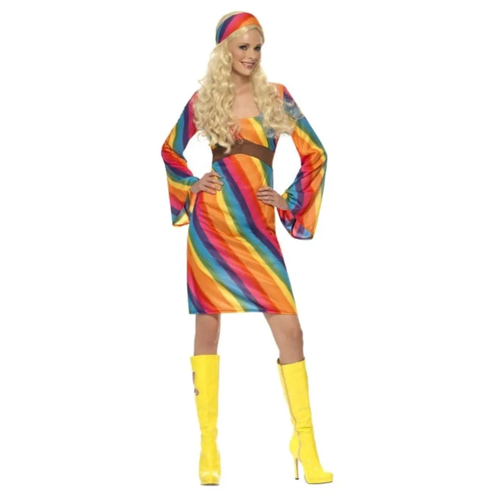 Regnbue Hippie Kostume