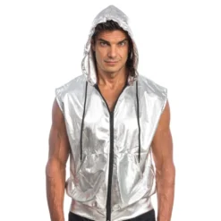 Ærmeløs Hoodie Silver Metallic