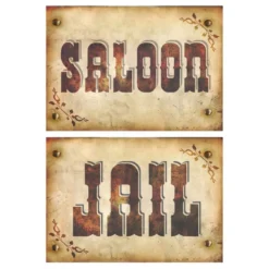 Saloon- & Jail-skilte i Pap
