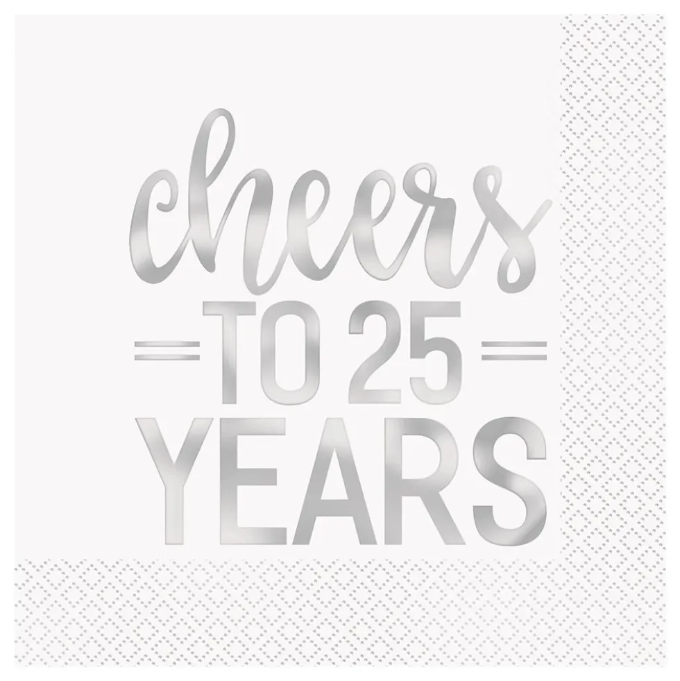 Servietter Cheers to 25 Years Sølv