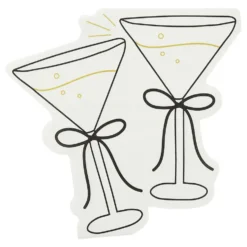 Servietter Cocktailglas Cremehvid Sløjfe