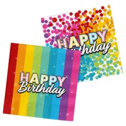 Servietter Happy Birthday Rainbow