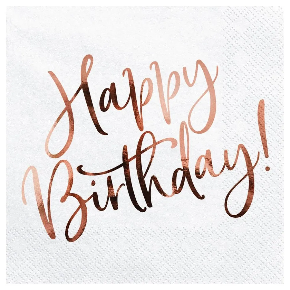 Servietter Happy Birthday Rosaguld