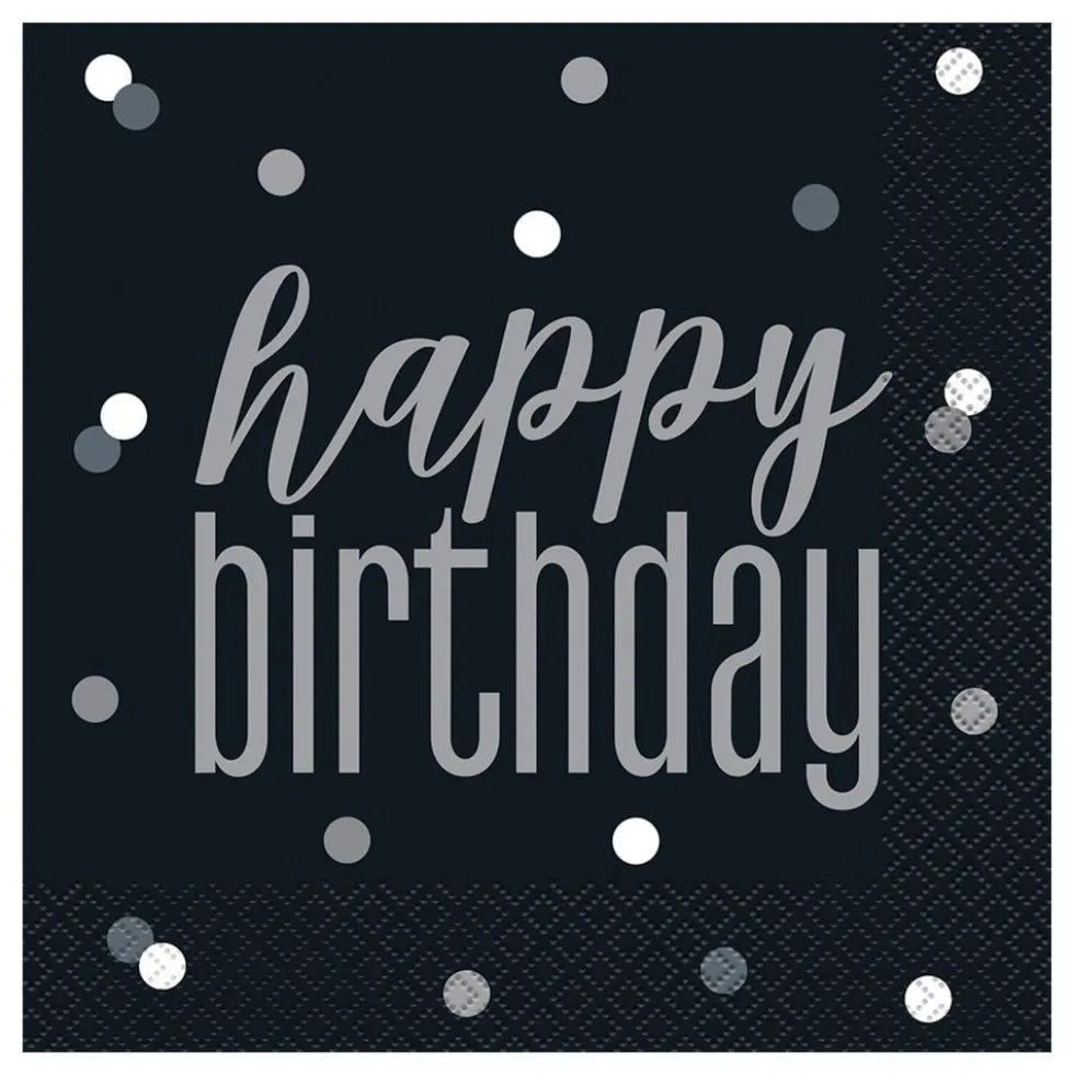 Servietter Happy Birthday Sort Prikket