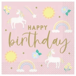 Servietter Happy Birthday Unicorn