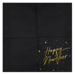 Servietter Happy New Year Guld Metallic/Sort
