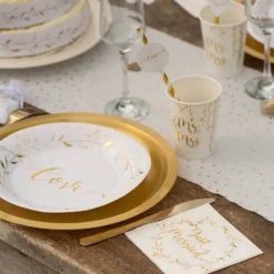 Servietter Just Married Hvid/Guld
