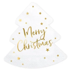 Servietter Merry Christmas Hvid/Guld