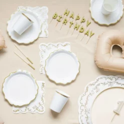 Servietter Ornament Guld/Hvid